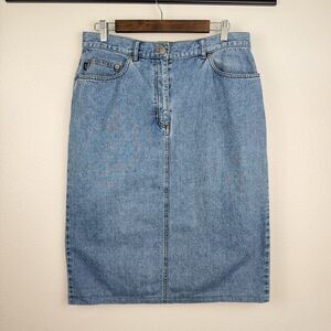 Lauren Jeans Co Ralph Lauren Denim Midi Skirt Blue Cotton Size 12